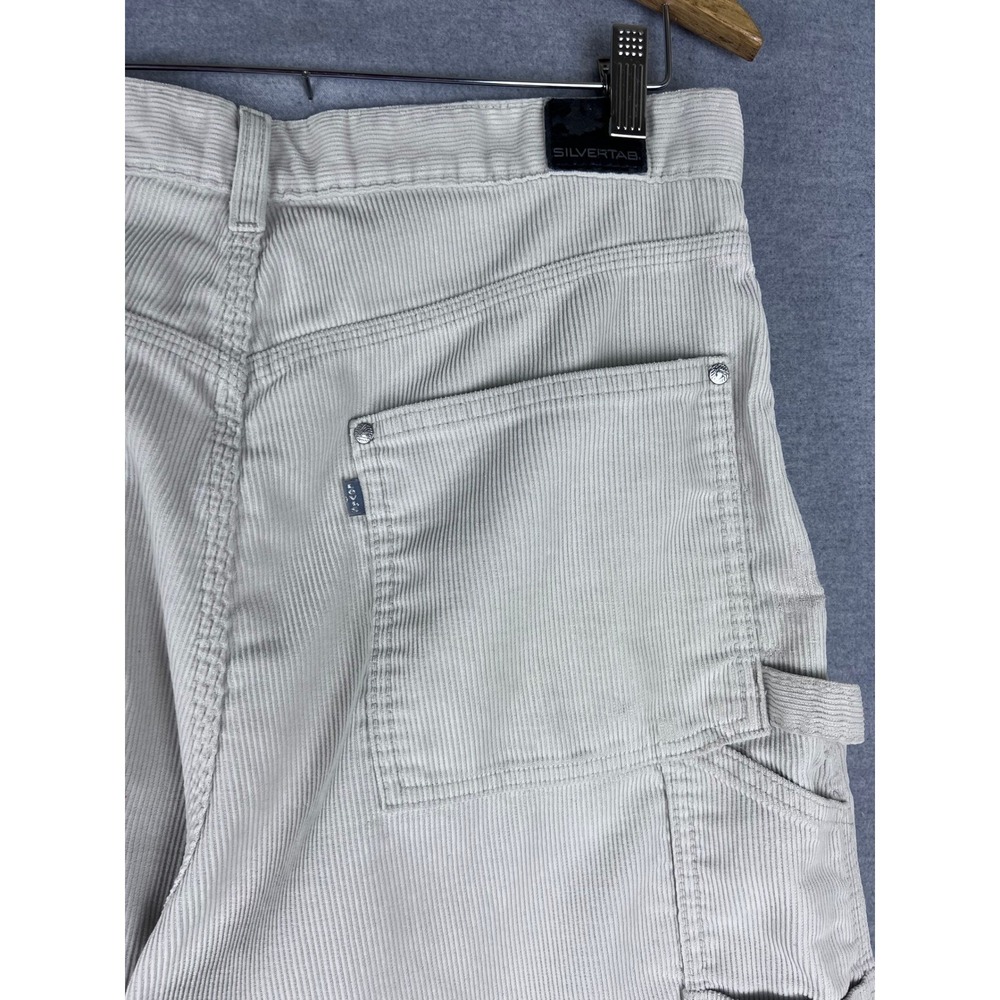 Vintage Levis SilverTab‎ Corduroy Carpenter Pants Beige Cream W33 L33 Baggy 90s